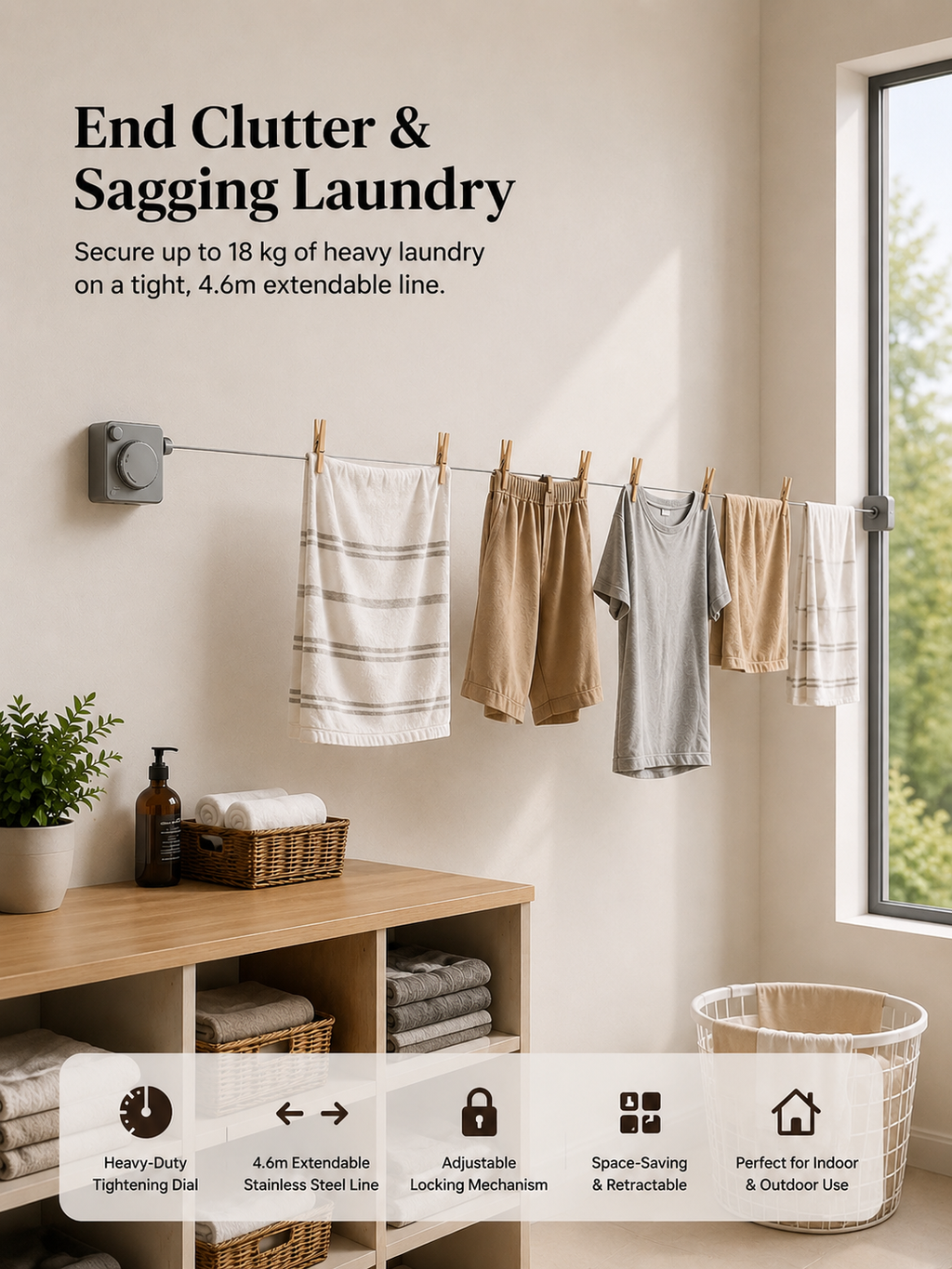Heavy-Duty Retractable Clothesline