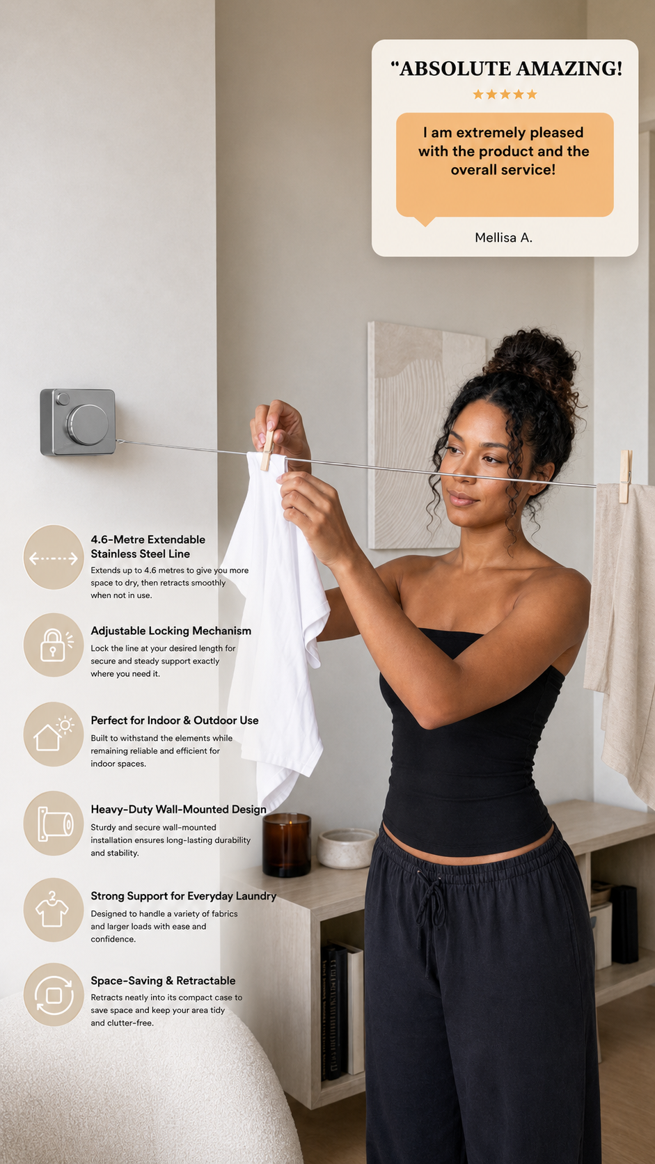 Heavy-Duty Retractable Clothesline