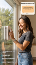 Woman using the Magnetic Window Cleaner Pro on a window