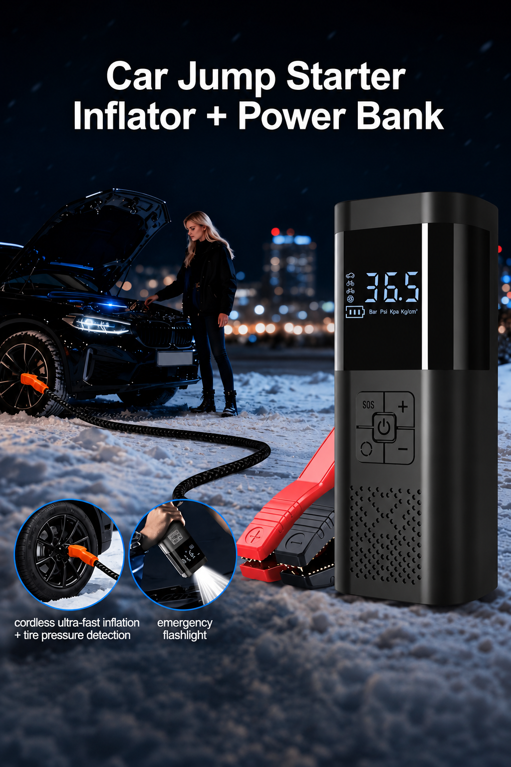 150 PSI Portable Air Compressor and Jump Starter Combo
