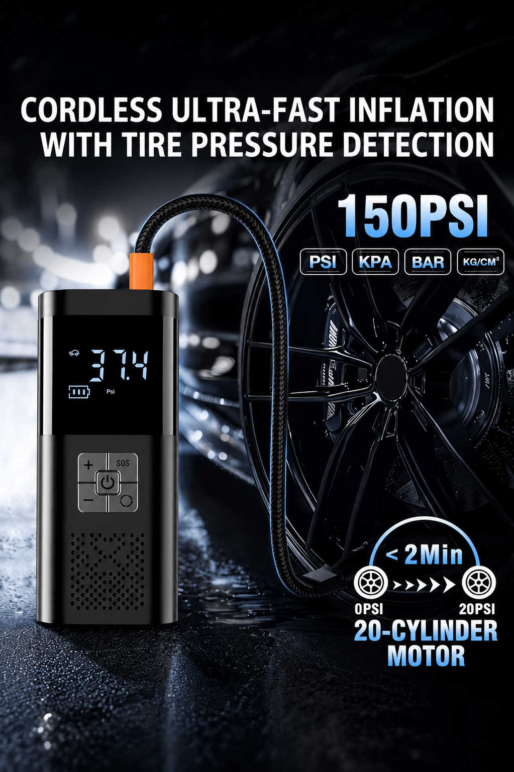 150 PSI Portable Air Compressor and Jump Starter Combo