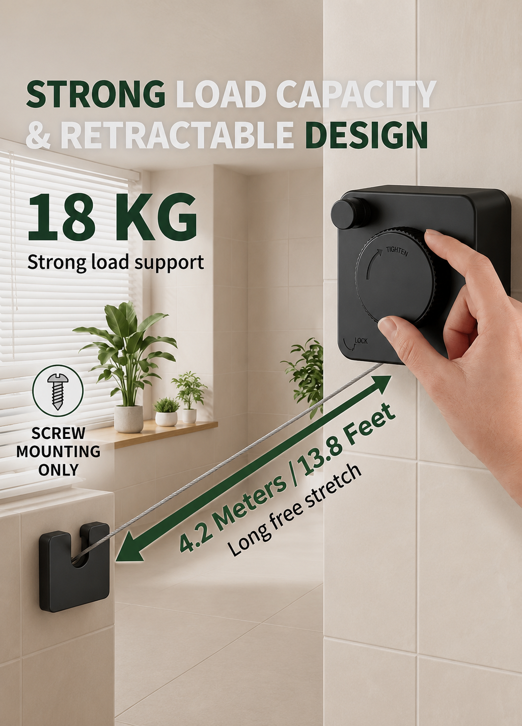 Heavy Duty Retractable Clothes line